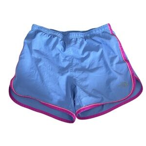 The North Face Women's Athletic Shorts in Blue with Pink Trim